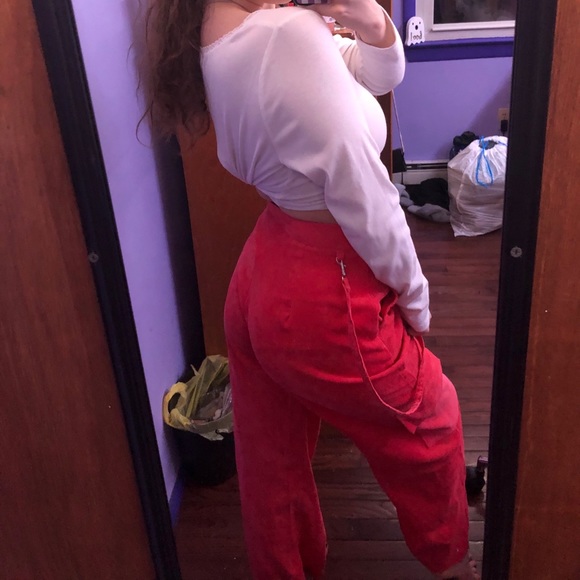 CORDUROY PINK BAGGY HIGH WAIST PANTS - Picture 6 of 9